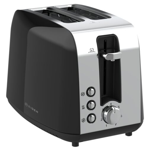 GENEVA 2 SLICE STAINLESS STEEL TOASTER – BLACK