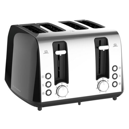 GENEVA 4 SLICE STAINLESS STEEL TOASTER – BLACK